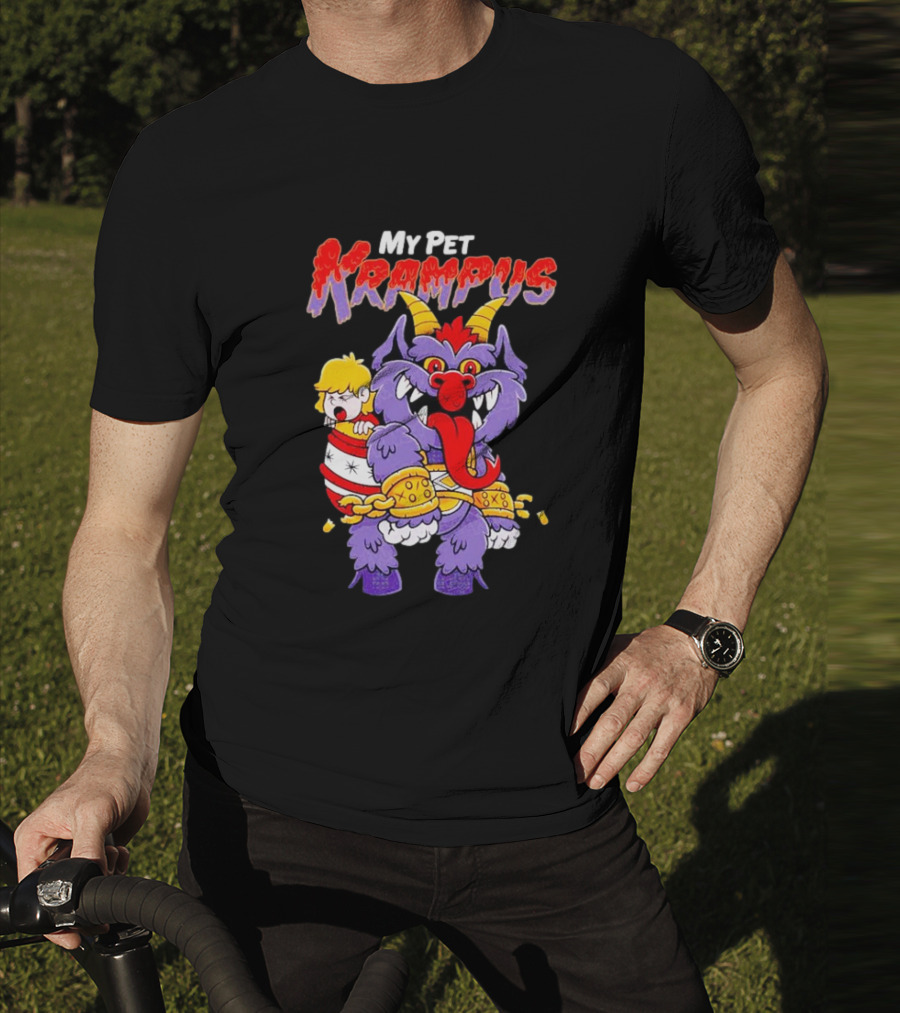 My Pet Krampus Captured Child With Chains And Horned Beast T-Shirt