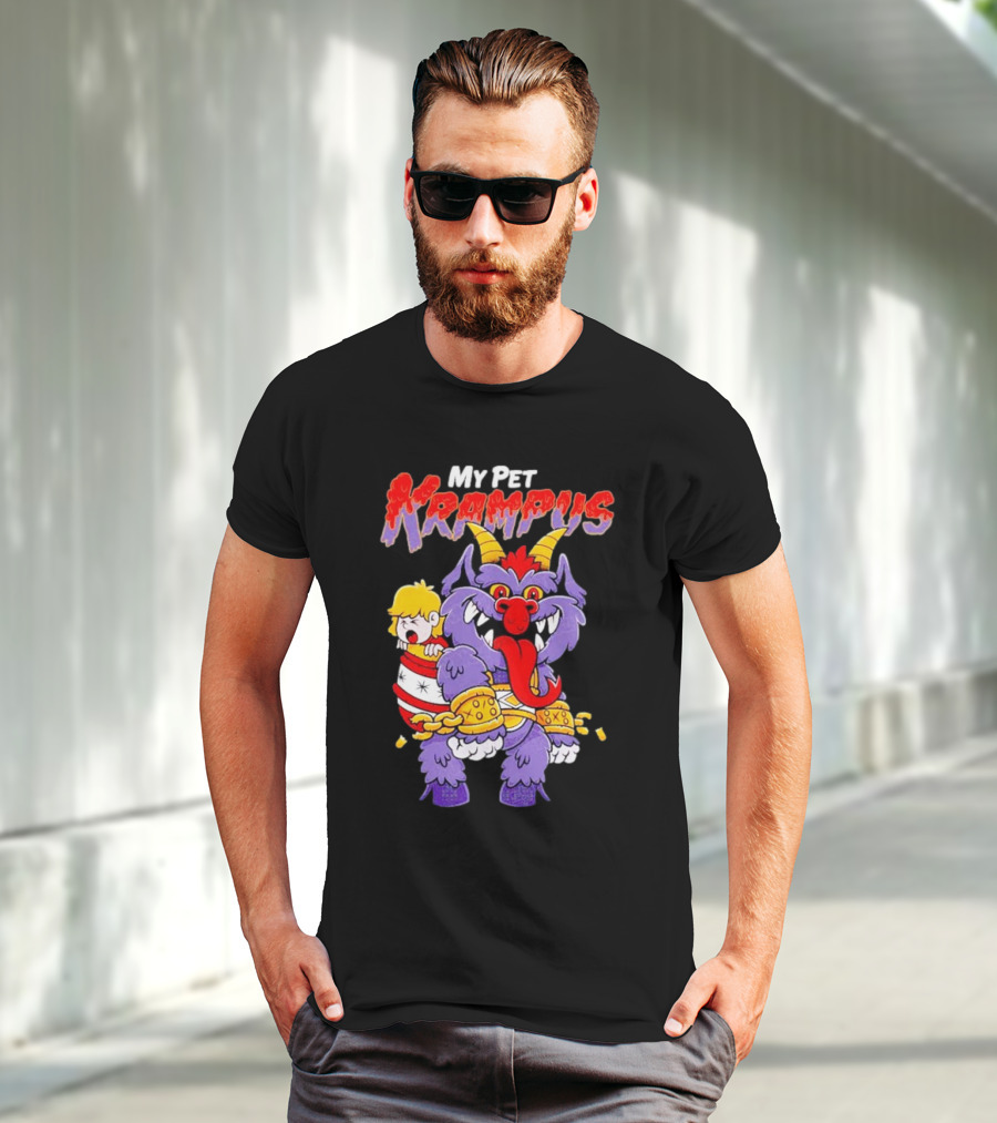 My Pet Krampus Captured Child With Chains And Horned Beast T-Shirt