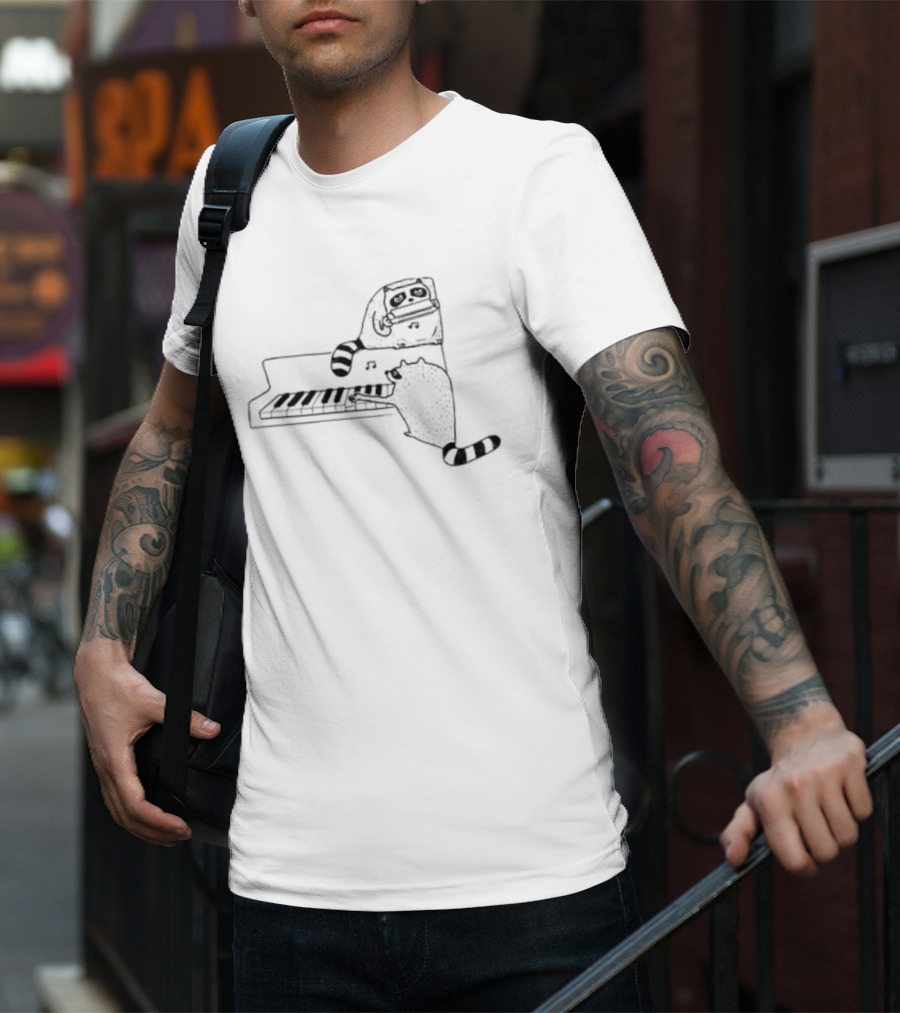 New York Nocturnal Musicians With Raccoons Playing Piano T-Shirt