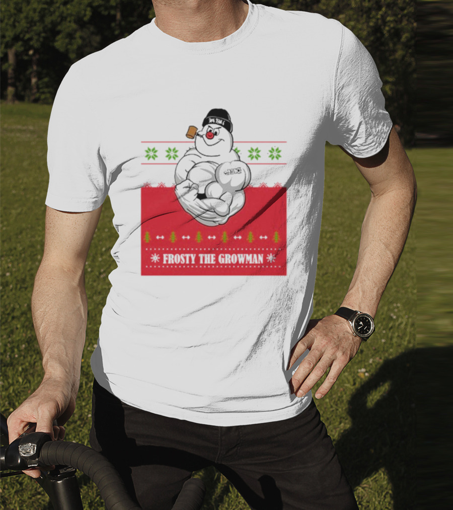 Frosty The Growman Christmas Ugly Sweater Pipe Bodybuilding Snowman T-Shirt