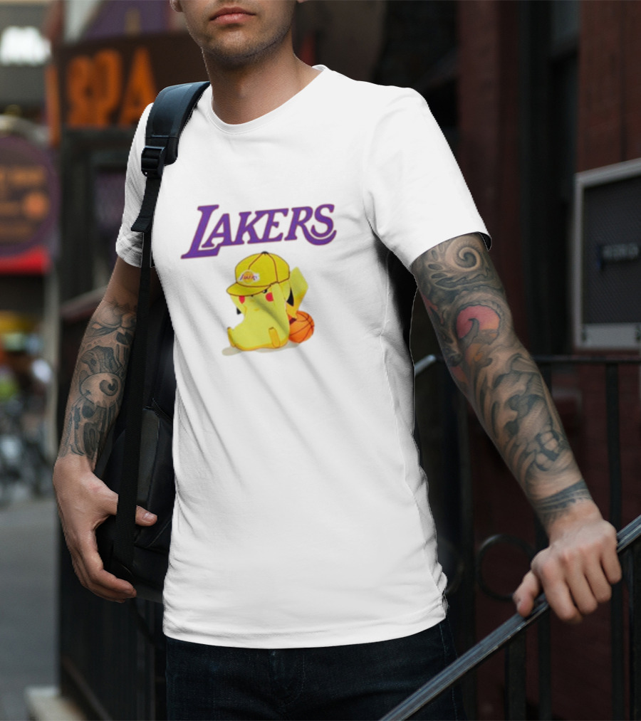Lakers Pikachu Basketball Hat Combo T-Shirt
