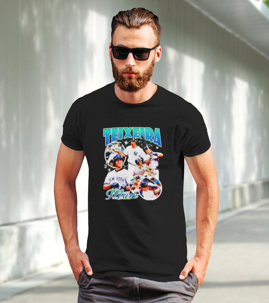 Mark Teixeira New York Baseball Highlight Collage T-Shirt