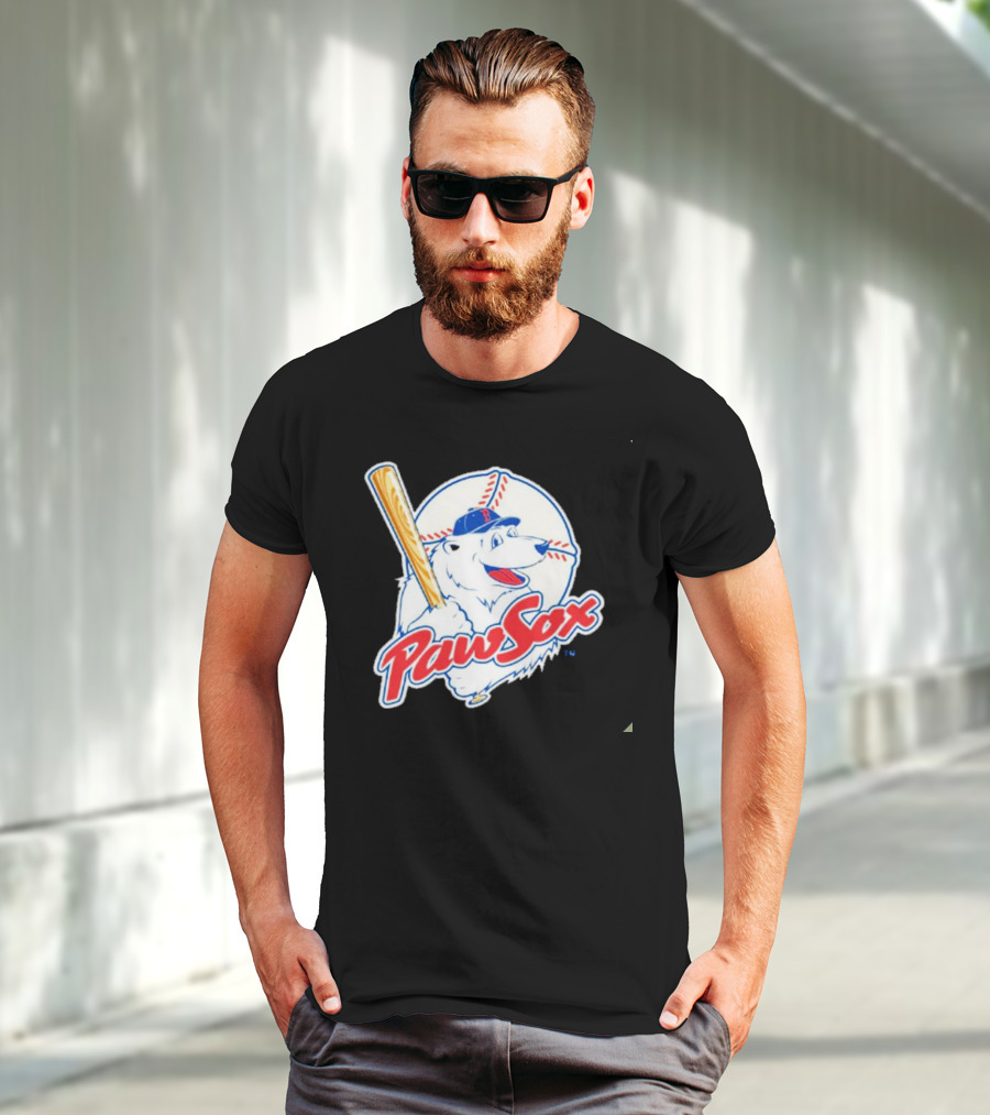 PawSox Polar Bear Baseball Bat Cap Red Socks T-Shirt