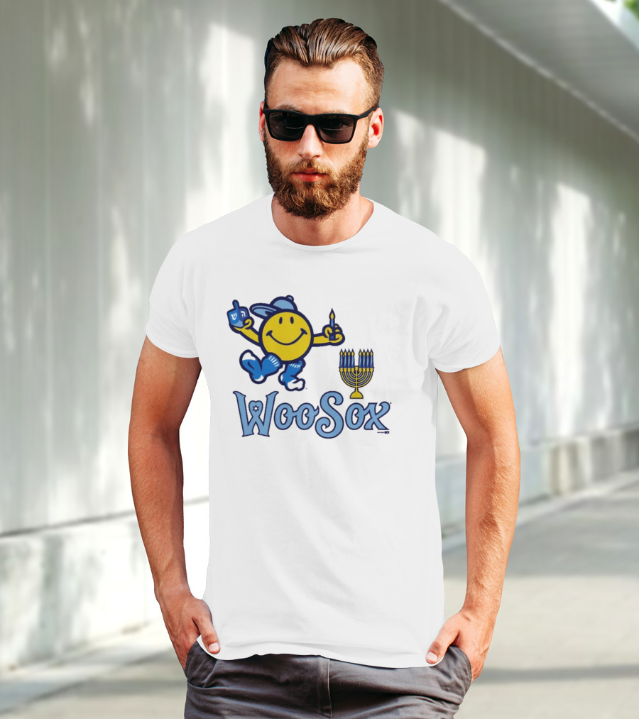 Worcester Red Sox Hannukkah Smiley Dreidel Menorah WooSox T-Shirt