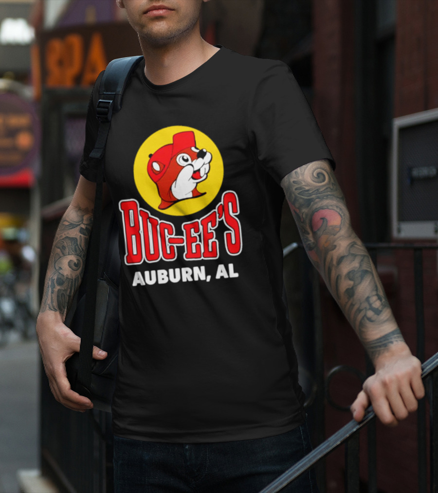 Buc-Ee's Auburn AL Logo With Cartoon Beaver Mascot T-Shirt