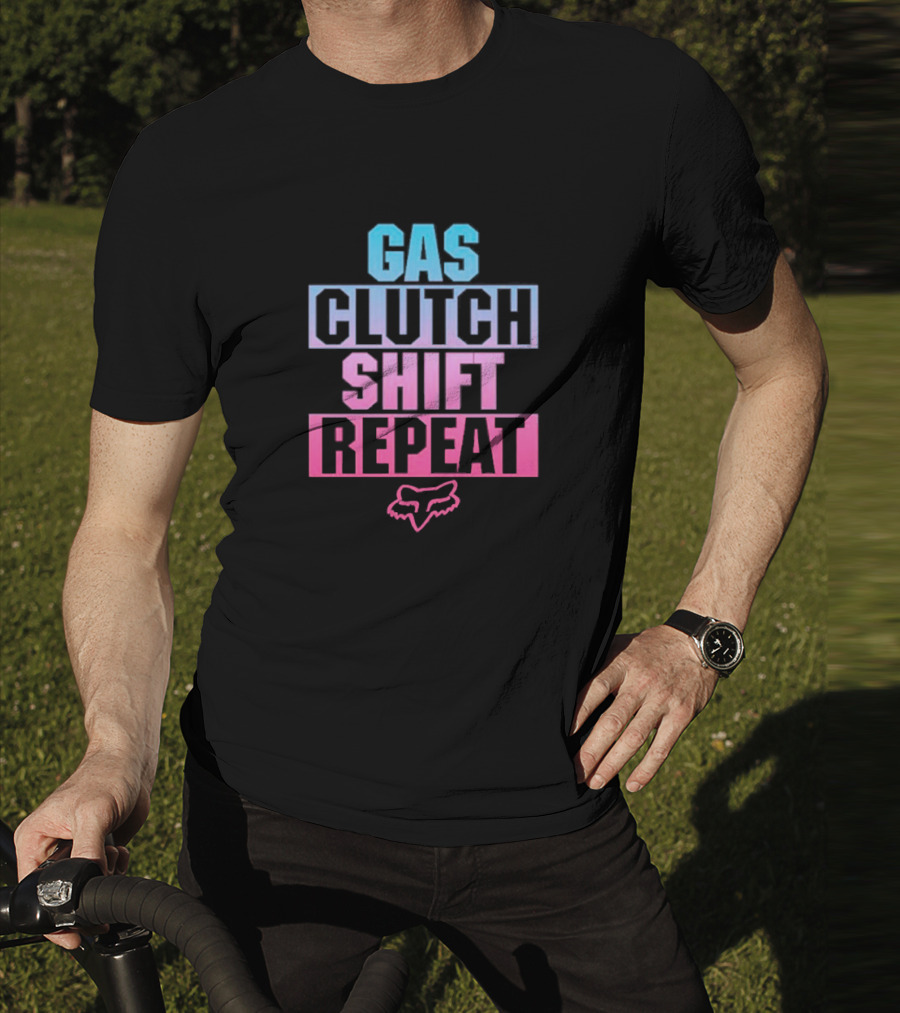 Gas Clutch Shift Repeat Fox Racing Logo T-Shirt
