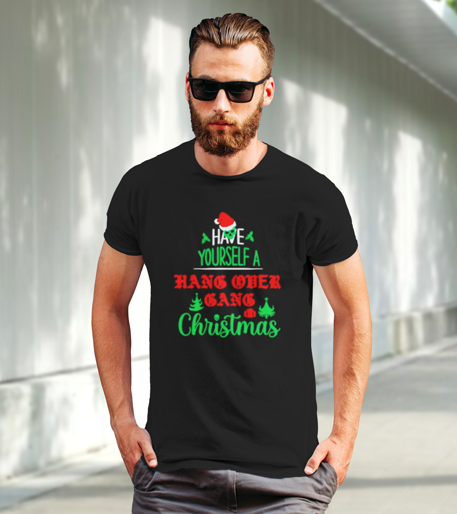 Have Yourself A Hang Over Gang Christmas Santa Skull Ugly Christmas T-Shirt