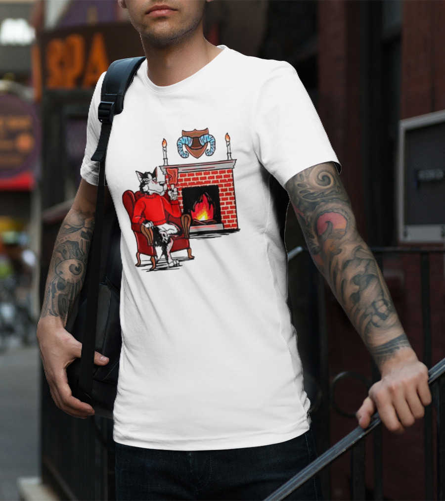 NC State Wolfpack Relaxing By Fireplace Victory Scene T-Shirt