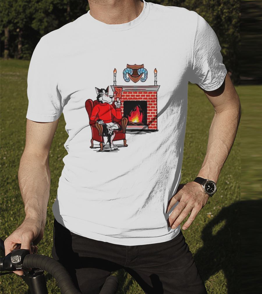 NC State Wolfpack Relaxing By Fireplace Victory Scene T-Shirt