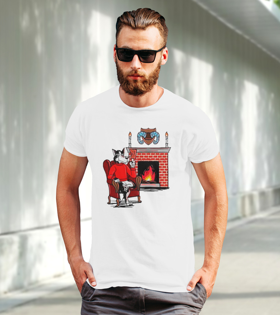 NC State Wolfpack Relaxing By Fireplace Victory Scene T-Shirt