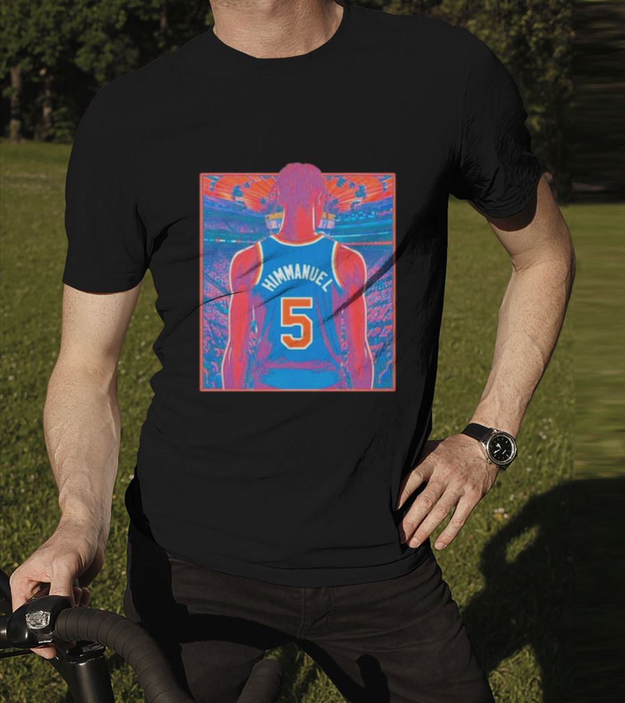 Immanuel Quickley Number 5 New York Knicks Vibrant Basketball Arena Scene T-Shirt