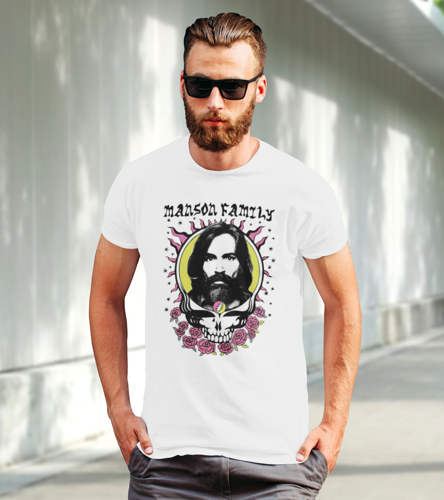Manson Family Skull Roses Artwork With Grateful Dead T-Shirt