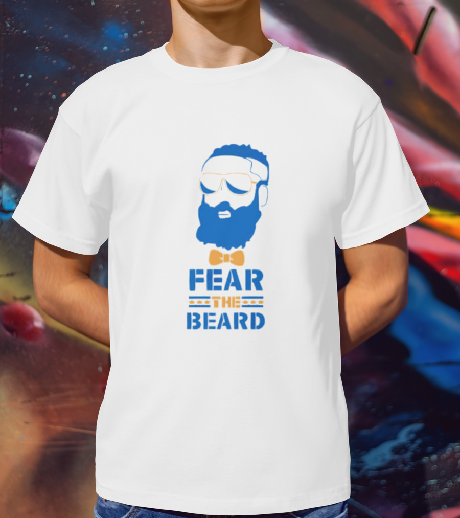 James Harden Basketball Fear The Beard Iconic Blue And Orange T-Shirt