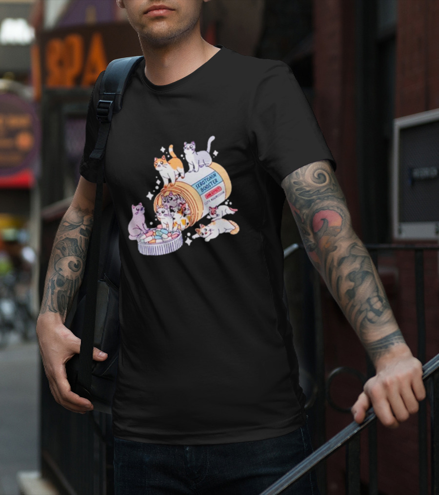 Serotonin Booster Cats Cute Antidepressant Kittens Happiness T-Shirt