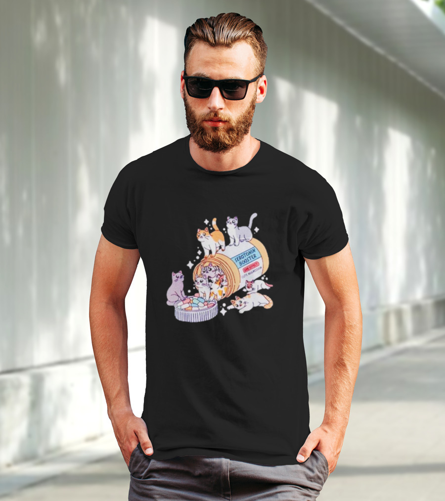 Serotonin Booster Cats Cute Antidepressant Kittens Happiness T-Shirt