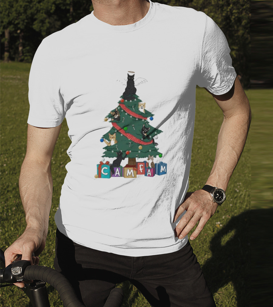 Cam Fam Cats On Christmas Tree T-Shirt