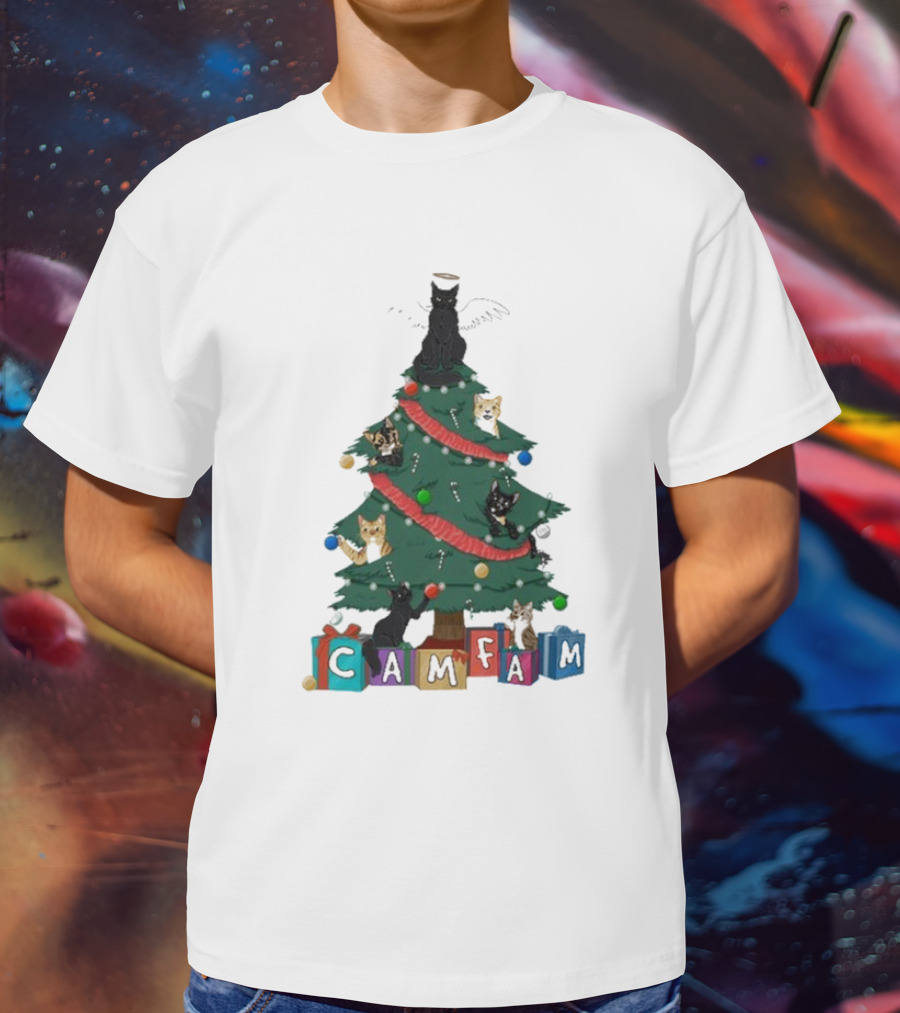 Cam Fam Cats On Christmas Tree T-Shirt
