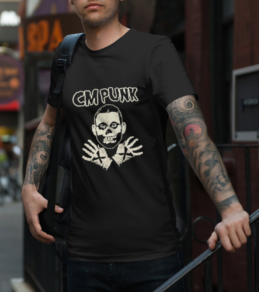 CM Punk Misfits Fiend Skull X Hands T-Shirt