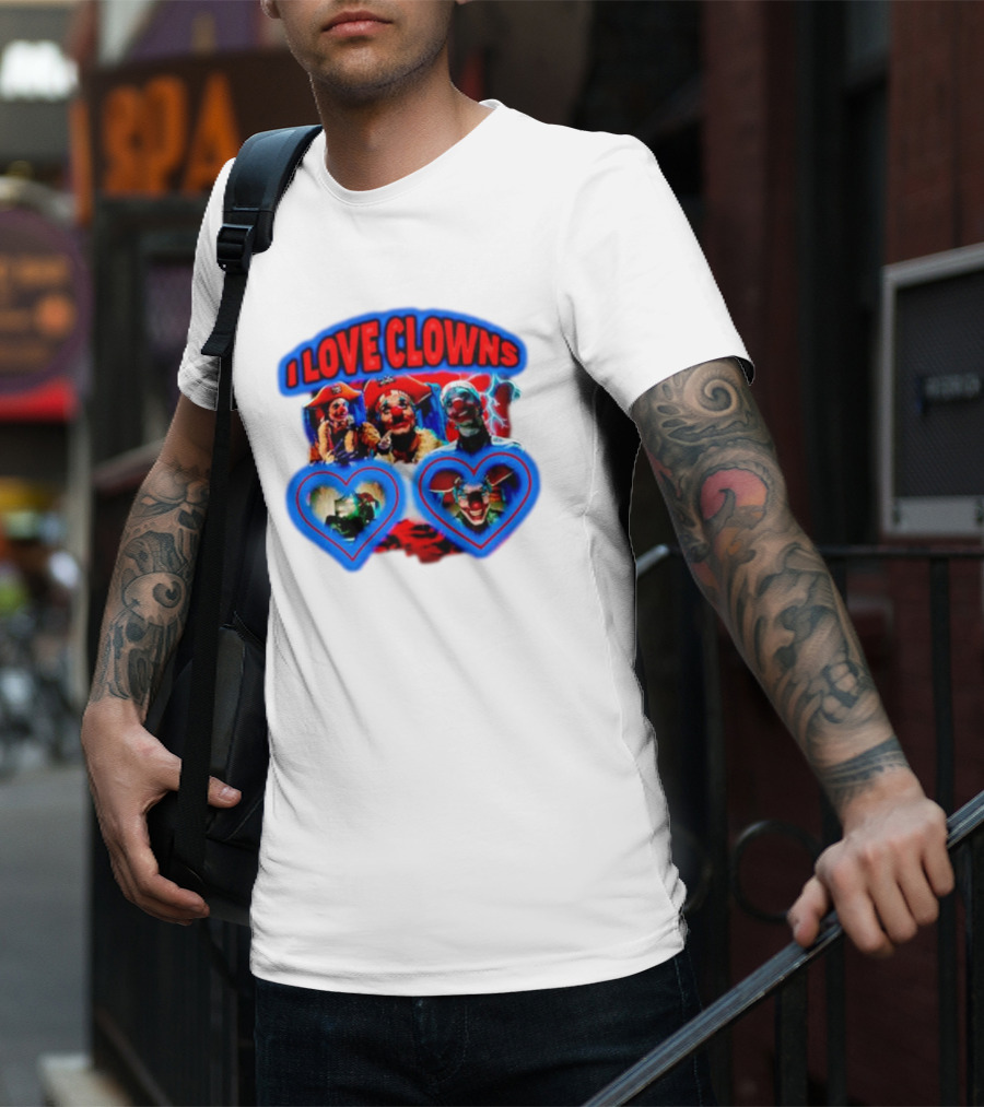 I Love Clowns Colorful Heart Faces T-Shirt