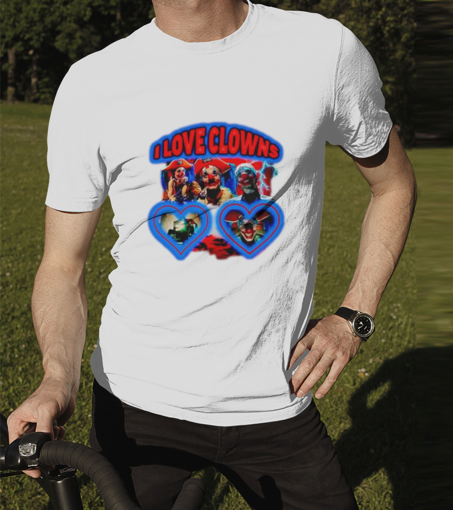 I Love Clowns Colorful Heart Faces T-Shirt
