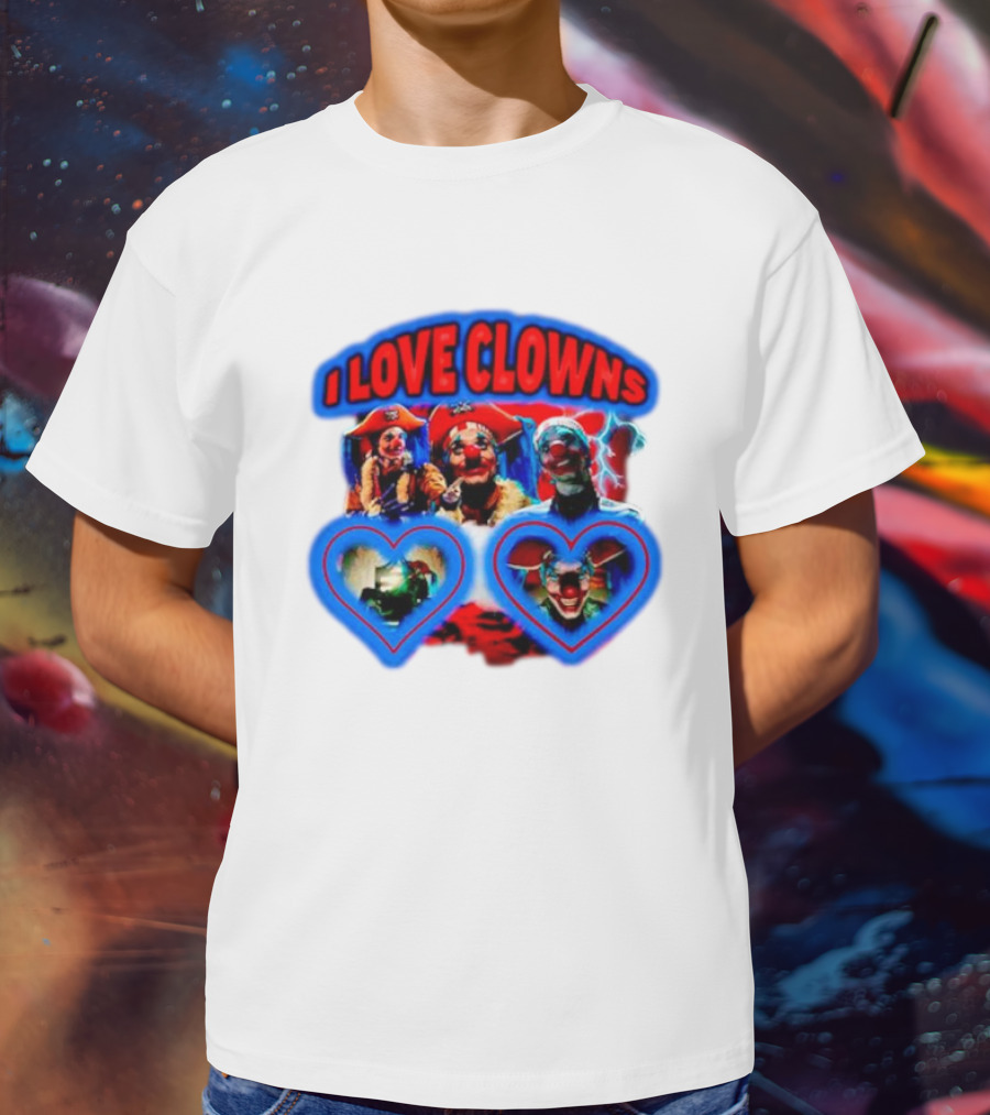 I Love Clowns Colorful Heart Faces T-Shirt