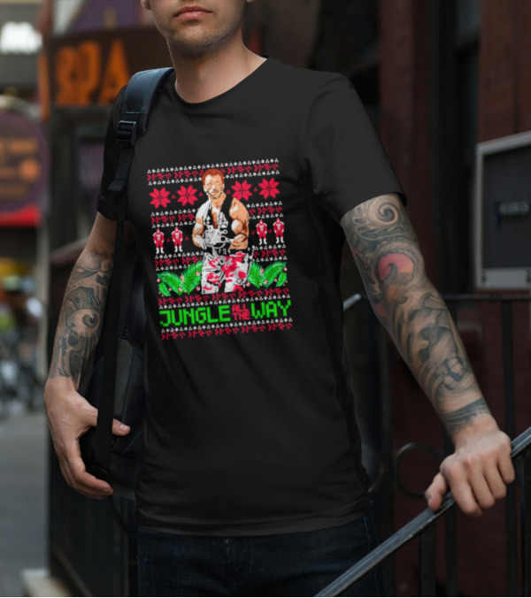 Jungle All The Way Retro Action Hero Holiday T-Shirt