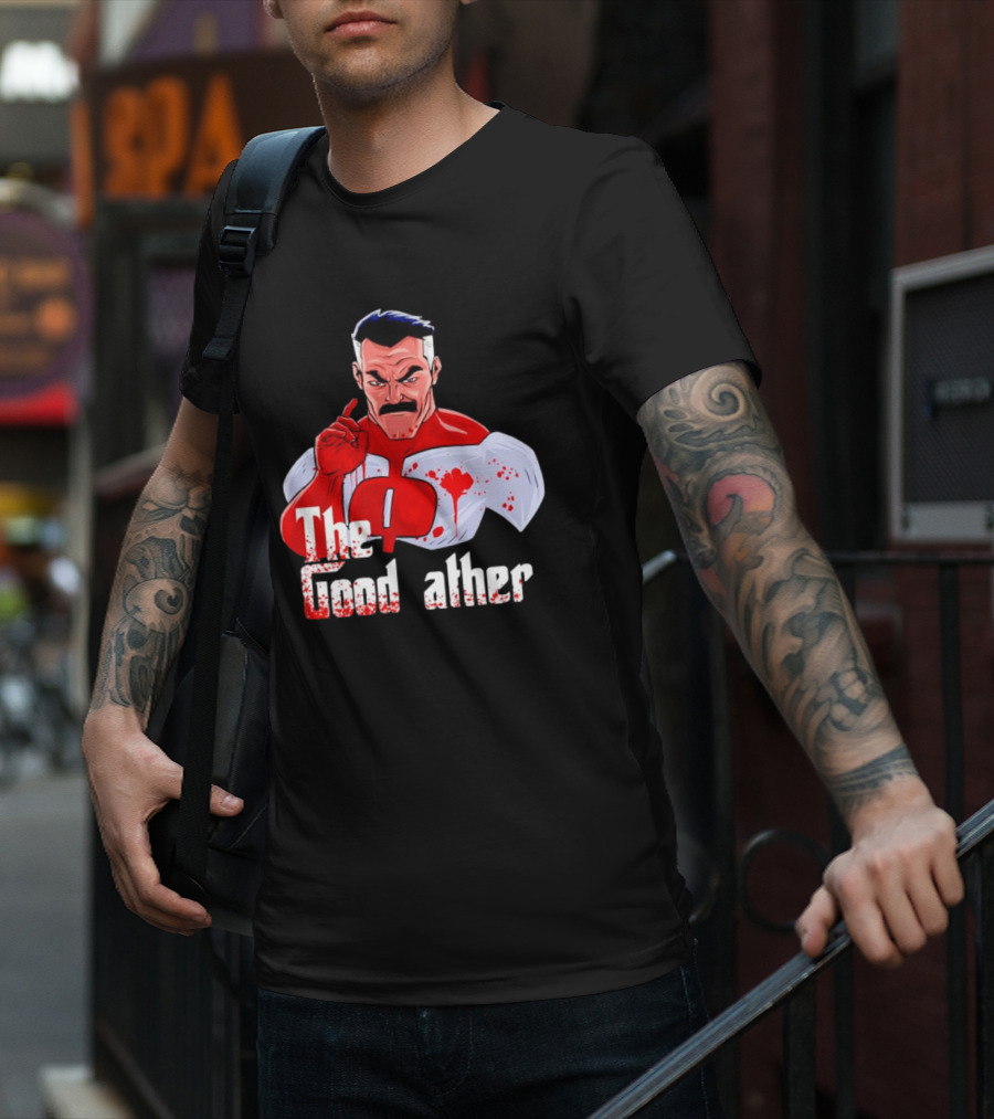 Omni Dad The Good Father Superhero Parody Red And White Costume T-Shirt