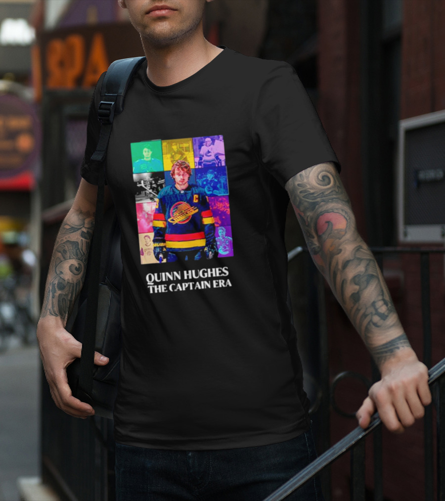 Quinn Hughes The Captain Era Multicolor Vancouver Hockey Legend T-Shirt