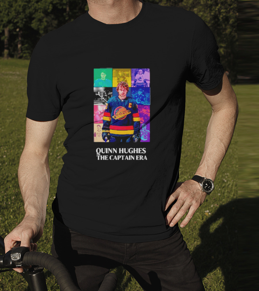 Quinn Hughes The Captain Era Multicolor Vancouver Hockey Legend T-Shirt