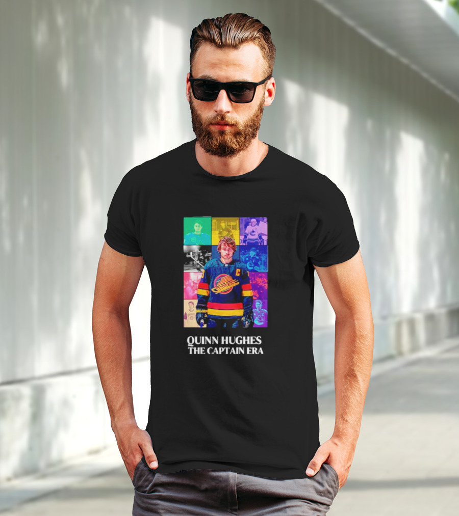 Quinn Hughes The Captain Era Multicolor Vancouver Hockey Legend T-Shirt