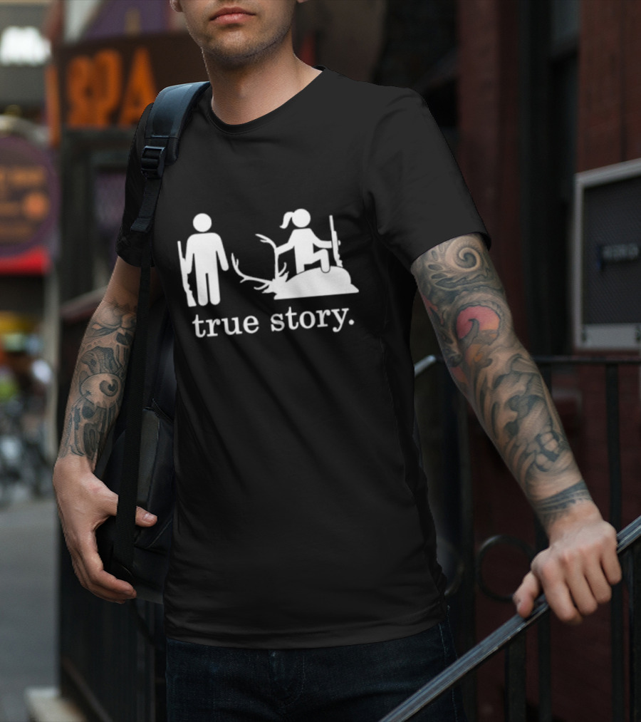 Hunting True Story Deer Silhouette With Rifle Icons T-Shirt