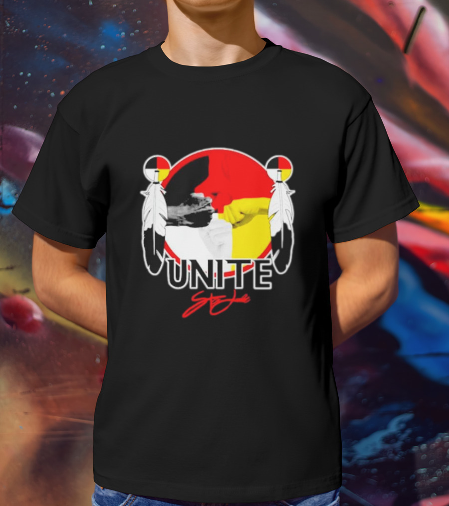 UNITE Style Native American Feathers Colorful Unity T-Shirt
