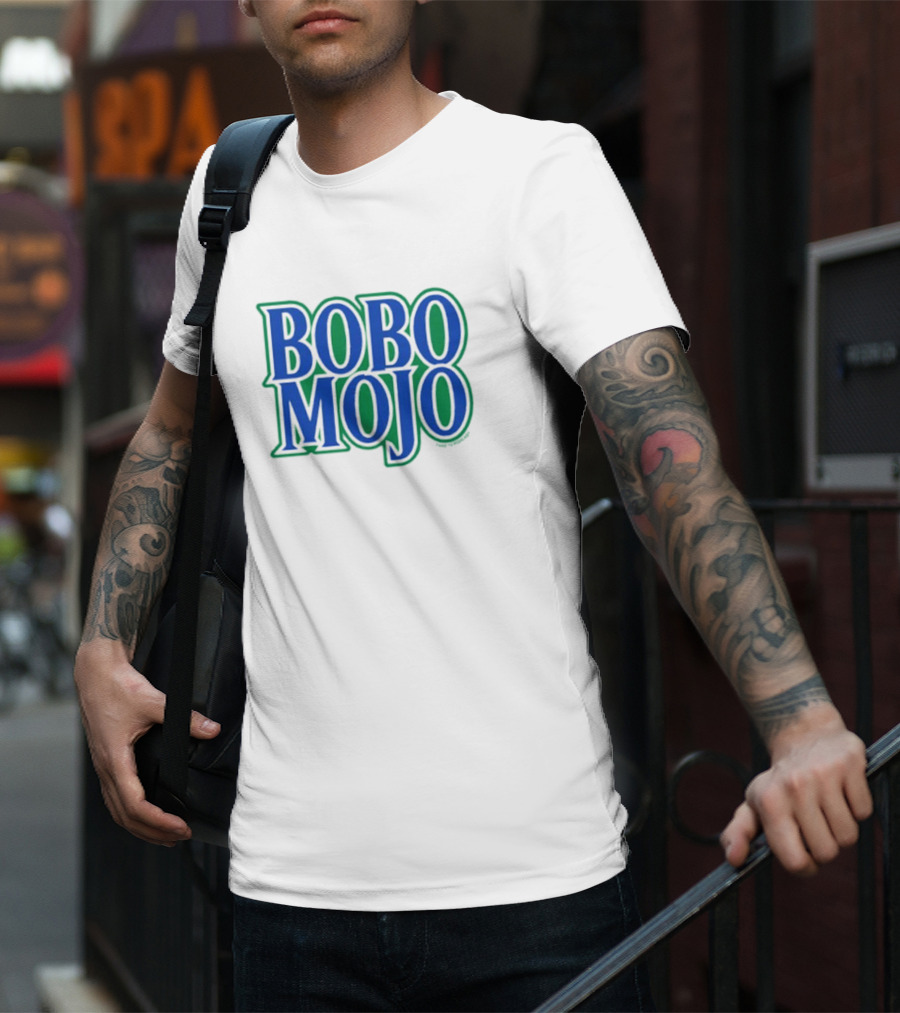 BOBO MOJO Bold Blue And Green Block Letters T-Shirt