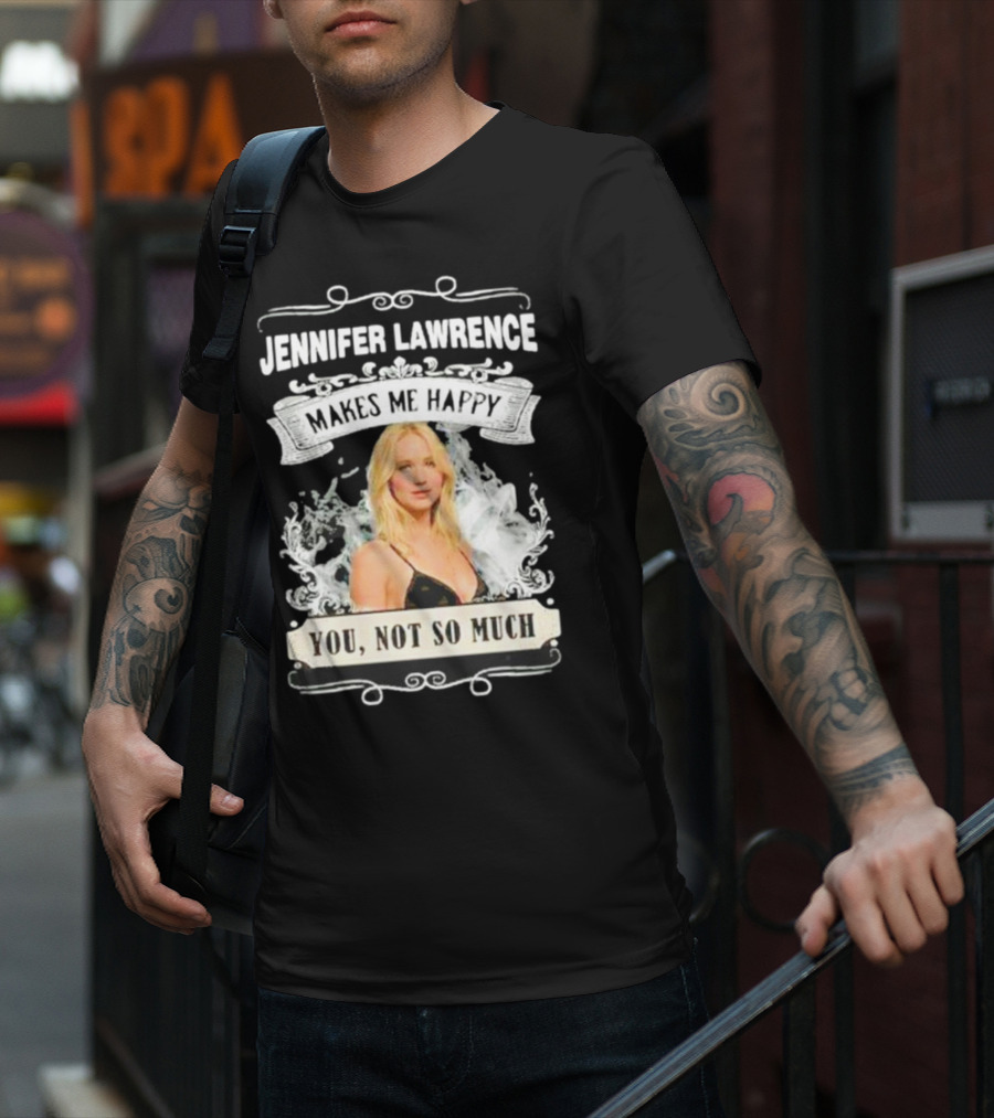 Jennifer Lawrence Makes Me Happy You Not So Much Cloud Motif T-Shirt