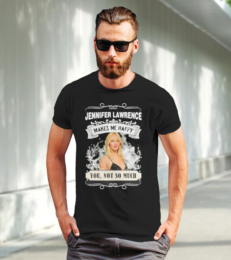 Jennifer Lawrence Makes Me Happy You Not So Much Cloud Motif T-Shirt