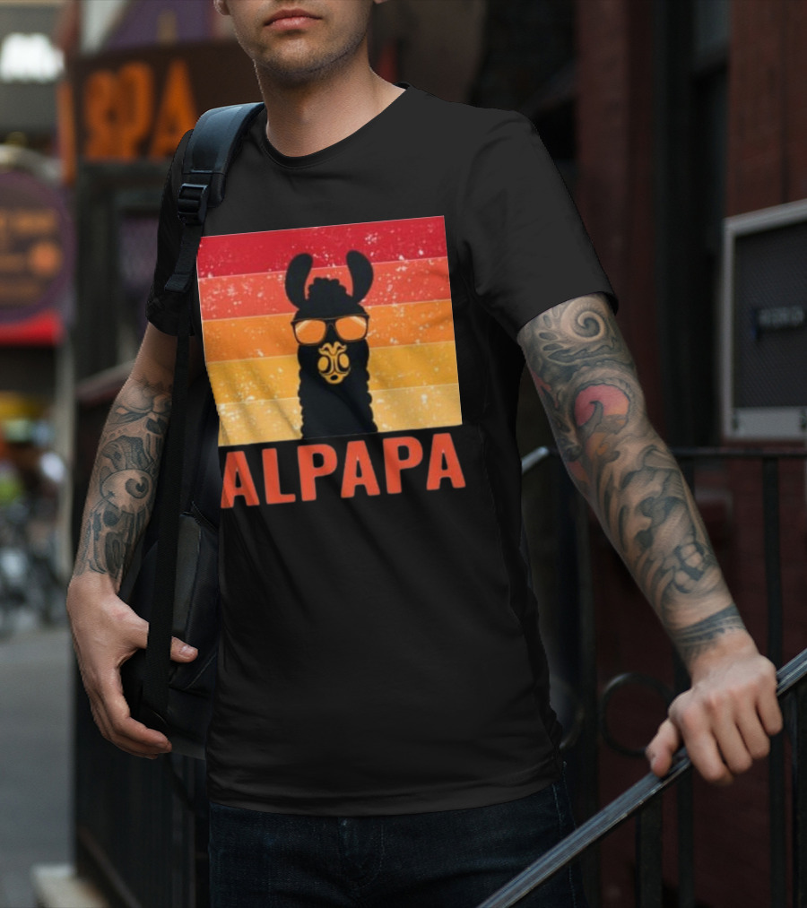 Alpapa Llamafathers Day Vintage Groovy T-Shirt