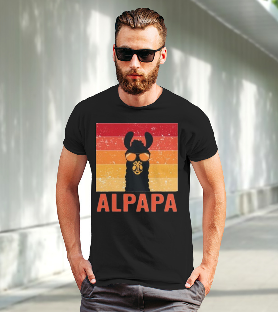 Alpapa Llamafathers Day Vintage Groovy T-Shirt