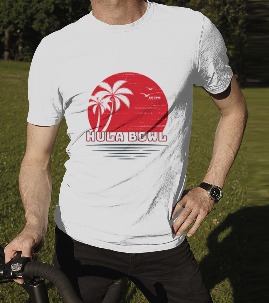 Hula Bowl Established 1946 Red Sunset With Palm Trees T-Shirt