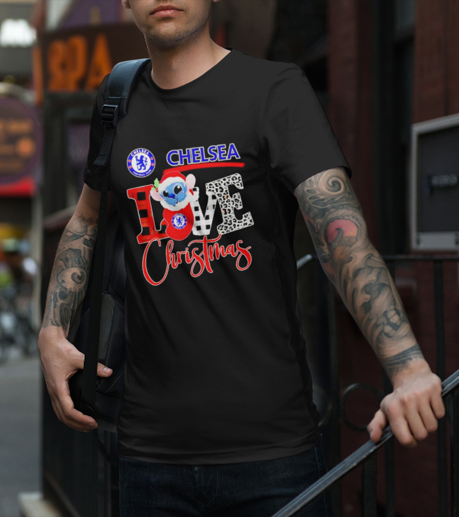 Chelsea Football Club Stitch Love Christmas T-Shirt