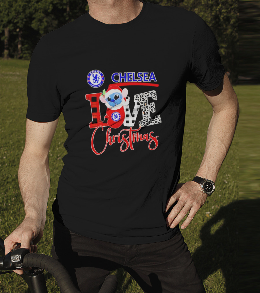 Chelsea Football Club Stitch Love Christmas T-Shirt