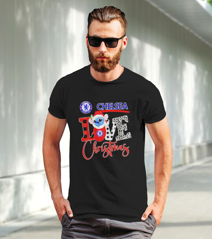 Chelsea Football Club Stitch Love Christmas T-Shirt