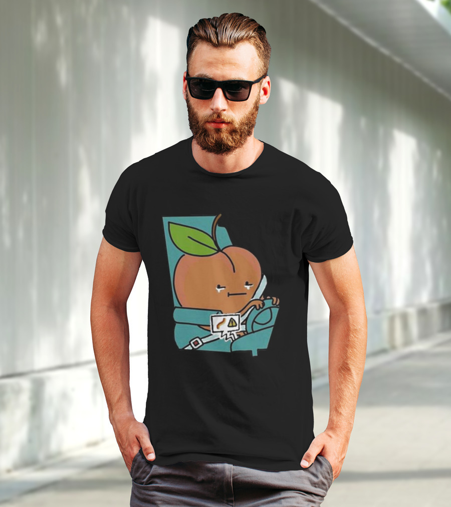 Peach Driving With Tears Fastened In Seatbelt Warning Signal T-Shirt