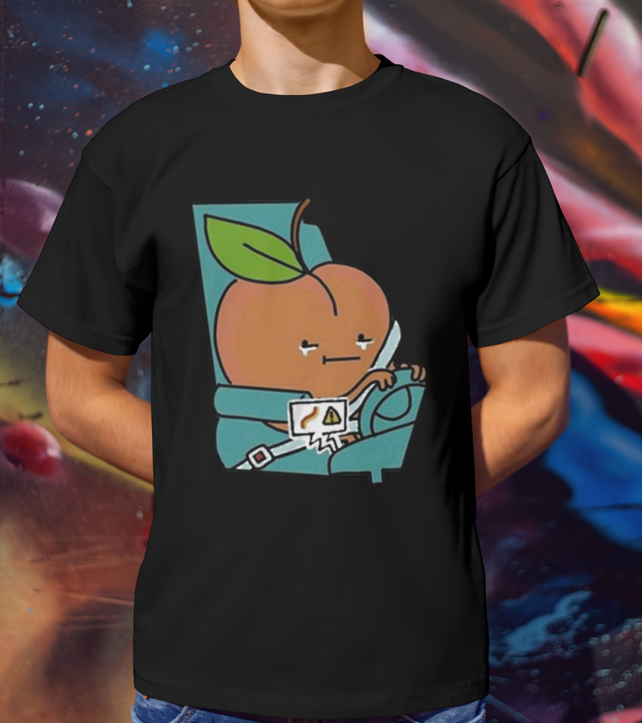 Peach Driving With Tears Fastened In Seatbelt Warning Signal T-Shirt