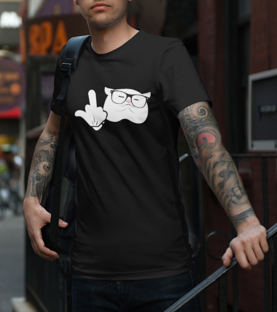 Steve Habetler Catturd Birdturd Glasses Cat Gesture T-Shirt