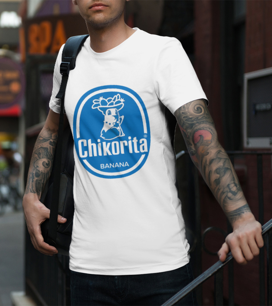Chikorita Banana Crossover Logo Black And Blue T-Shirt