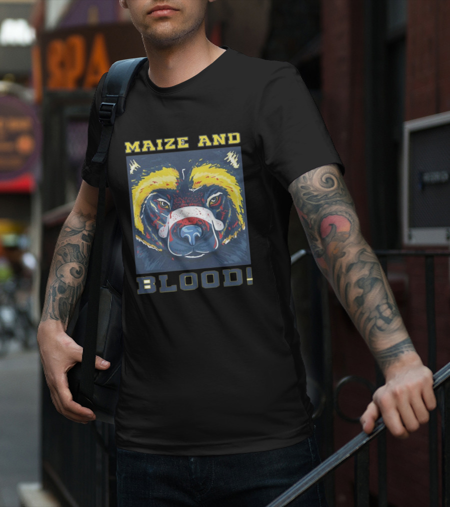 Michigan Wolverines Maize And Blood Wolverine Face T-Shirt