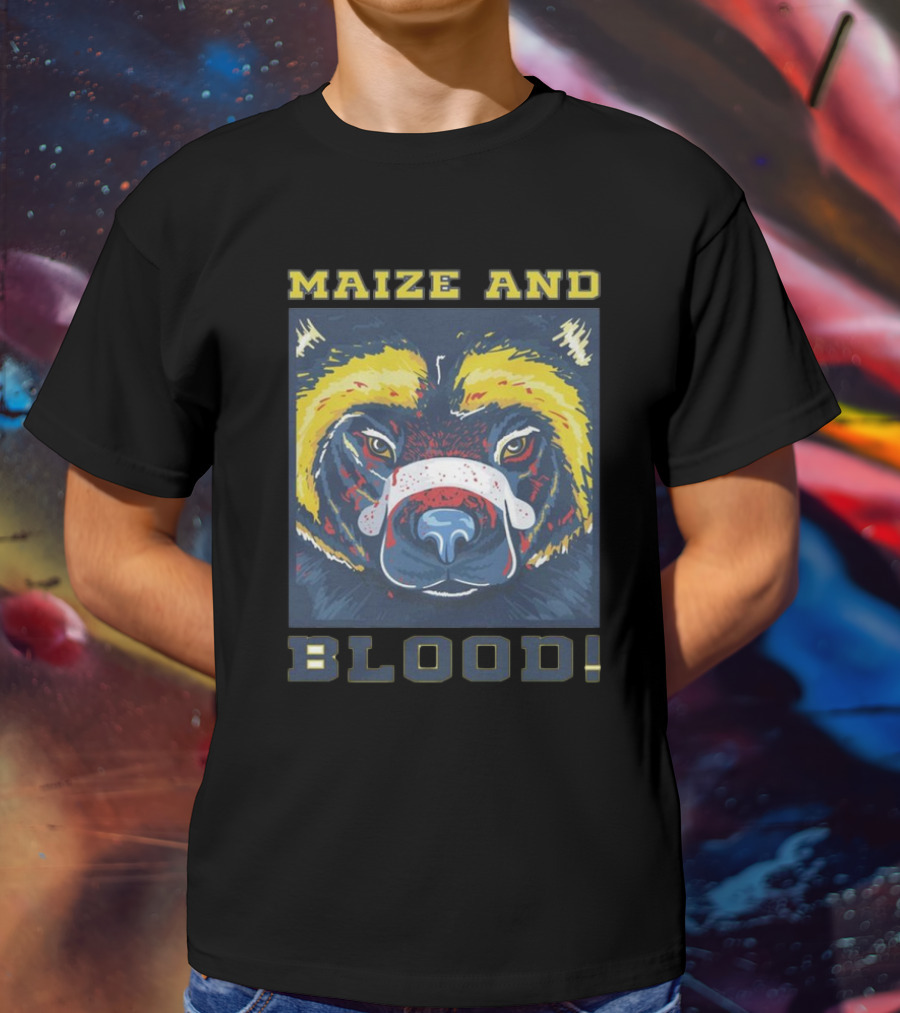 Michigan Wolverines Maize And Blood Wolverine Face T-Shirt
