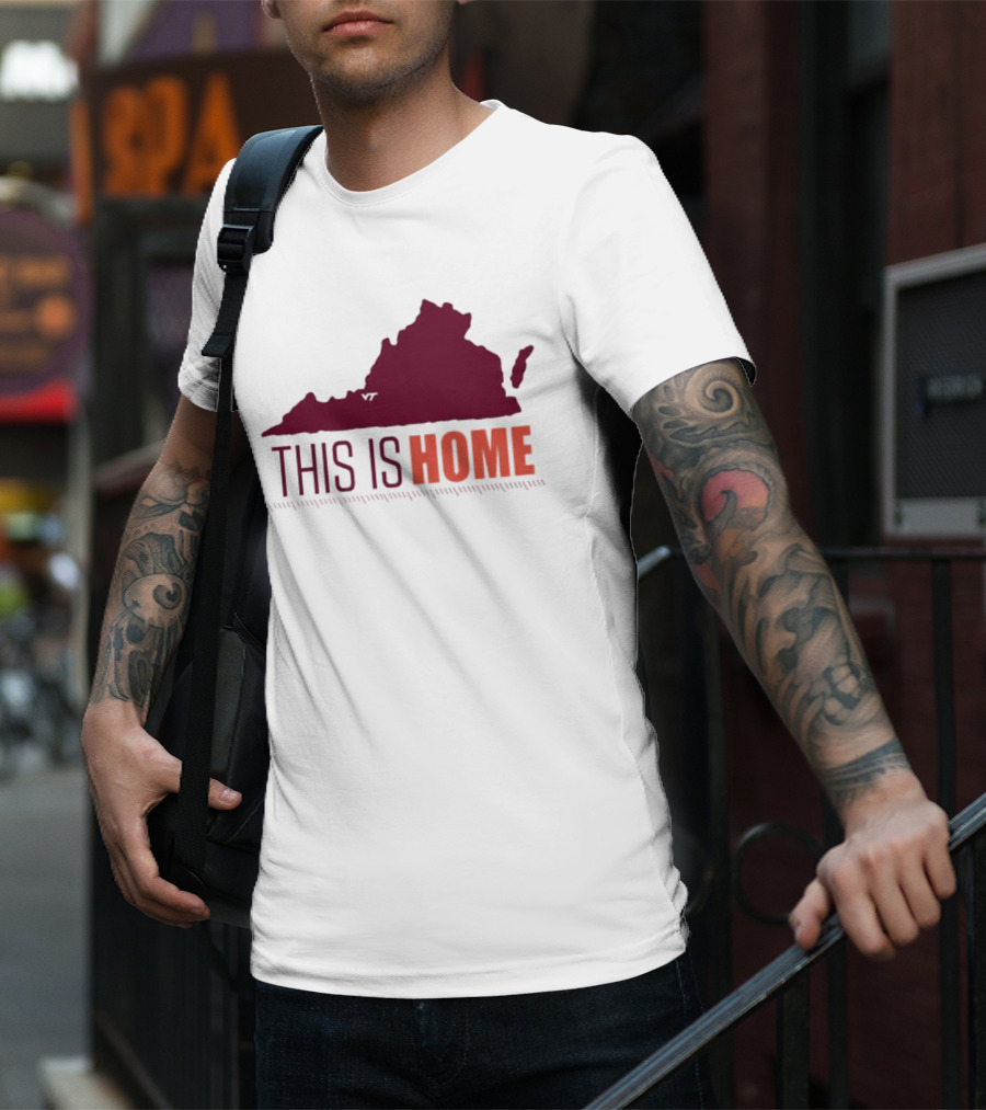 Virginia Tech Football This Is Home Virginia Map T-Shirt