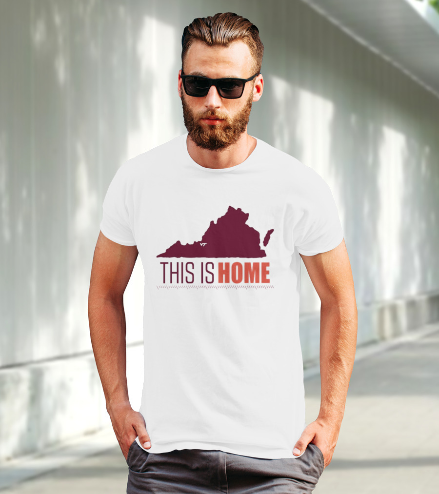 Virginia Tech Football This Is Home Virginia Map T-Shirt