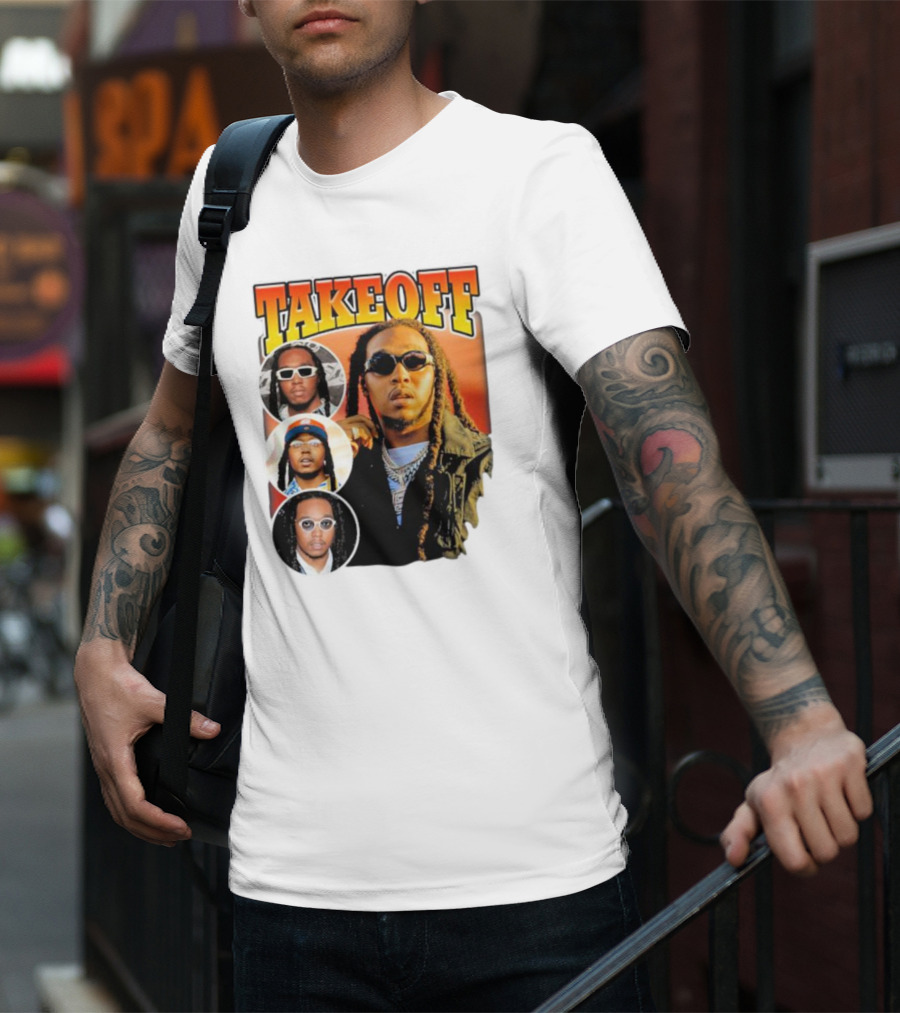 Quavo Migos Takeoff Rapper Tribute Circular Portraits T-Shirt